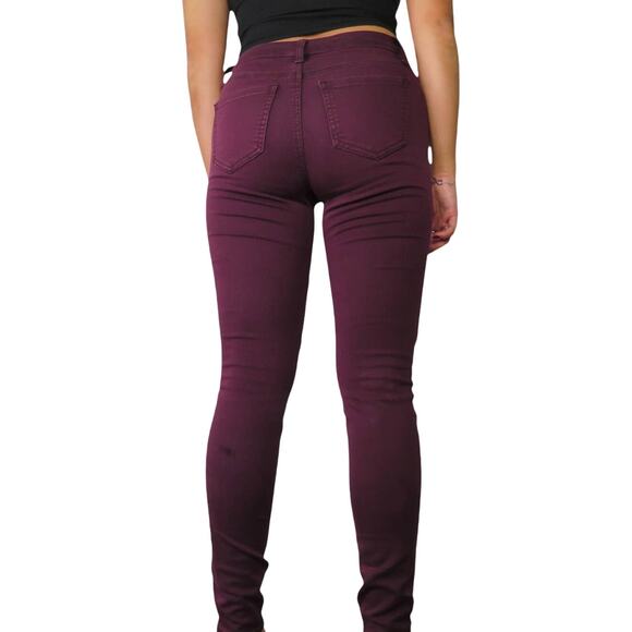 PacSun Burgundy Motto Jeans High Rise Skinny Jeans Size 3 27" - Picture 5 of 7